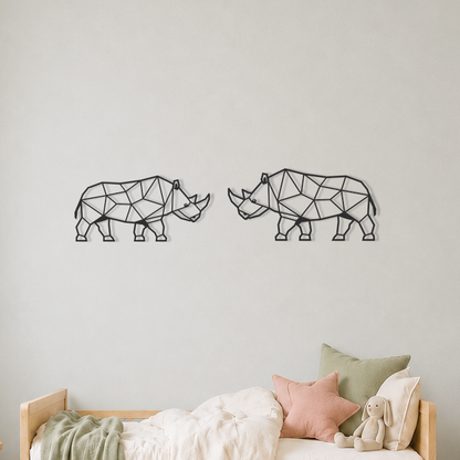 Wanddecoratie Neushoorn zwart