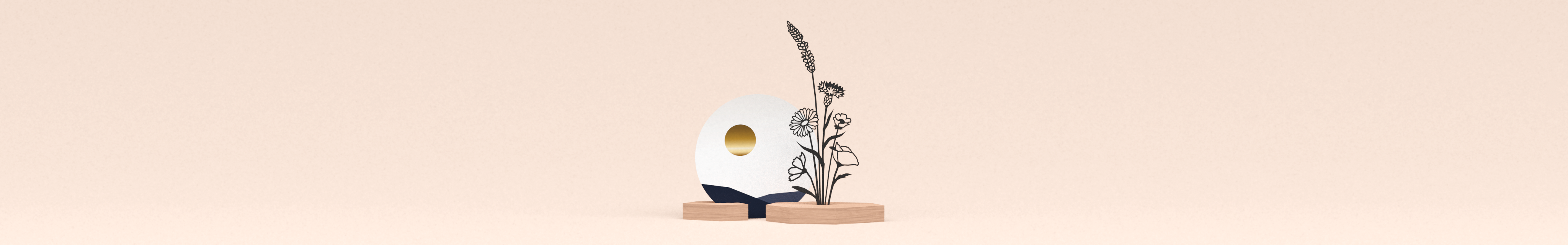 origineel niet met lege handen op bezoek kleinigheidje bloemen in houten standaard en luxe ronde kaart met gouden zon