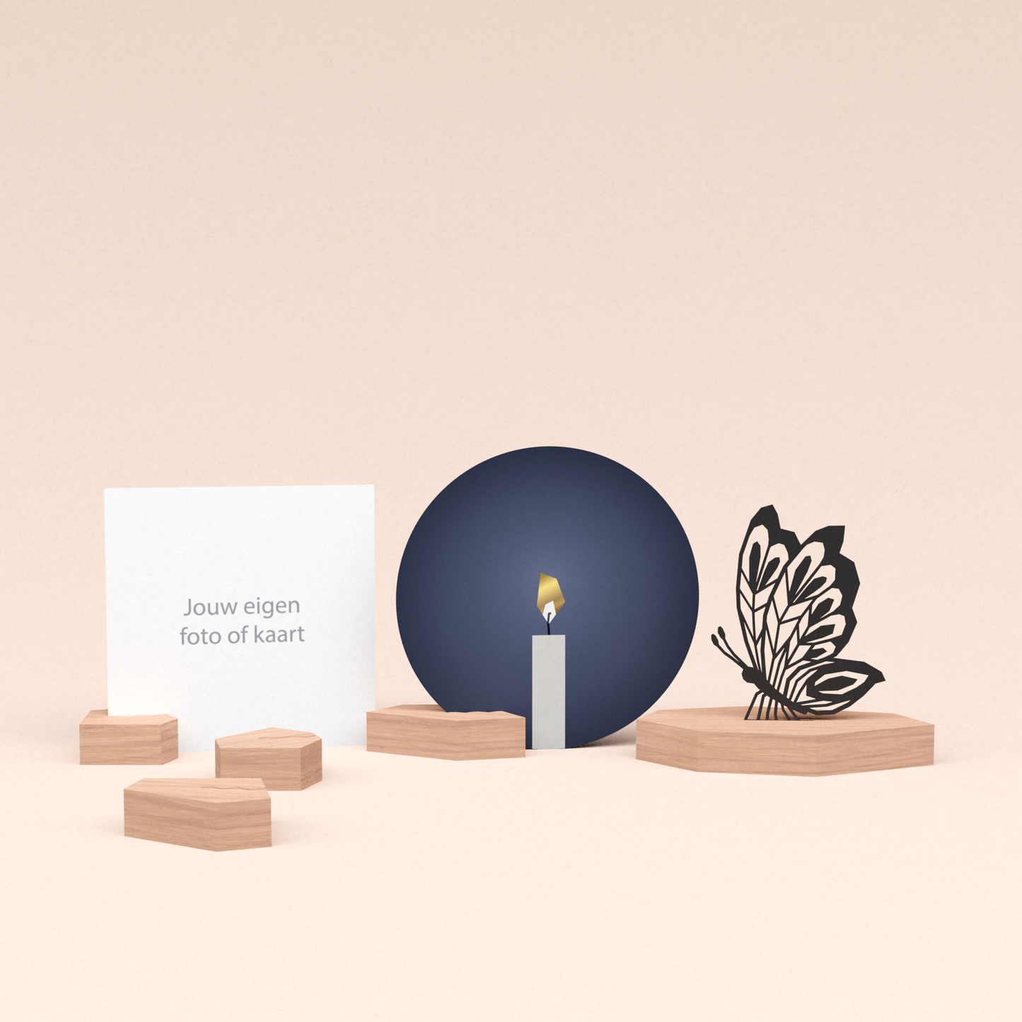 premium kaarthouder cadeauset met vlinder illustratie en luxe ronde kaart kaarslicht 