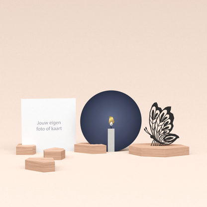 premium kaarthouder cadeauset met vlinder illustratie en luxe ronde kaart kaarslicht 