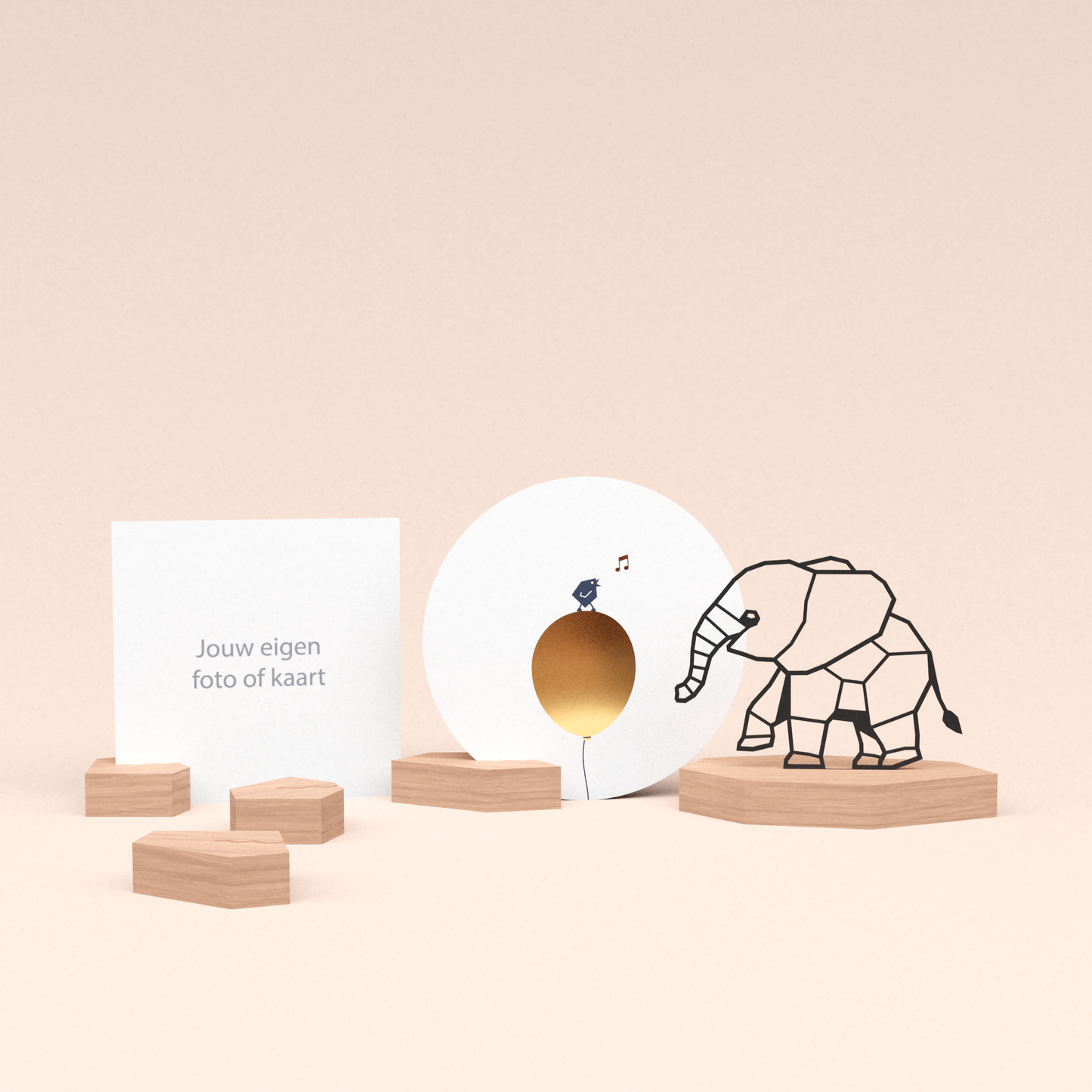 premium kaarthouder cadeauset met olifant illustratie en luxe ronde kaart tjiep hoera! 