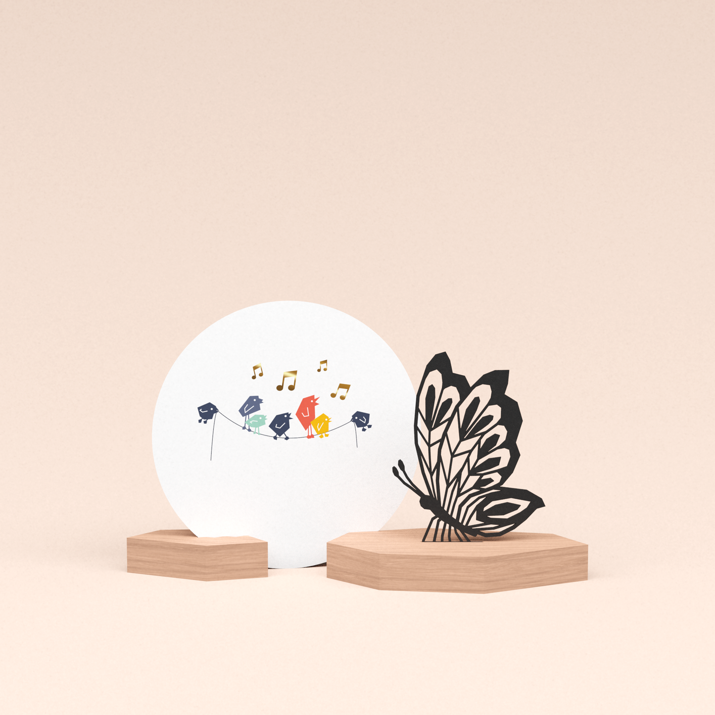 luxe cadeau kaartstandaard met vlinder illustratie en ronde kaart tjieperdepiep hoera 