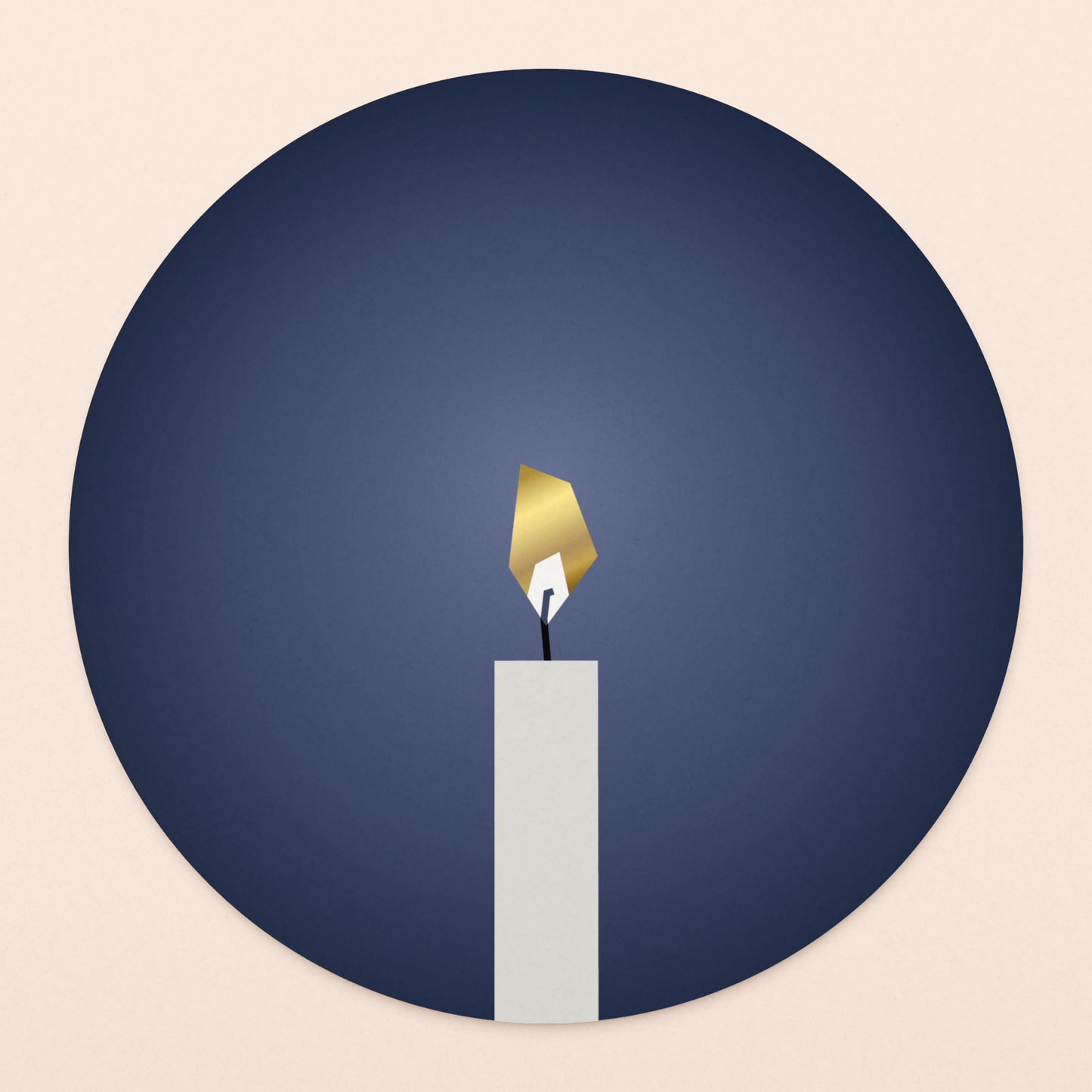 rond kaartje kaarslicht met goudfolie in luxe envelop  