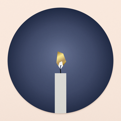 rond kaartje kaarslicht met goudfolie in luxe envelop  