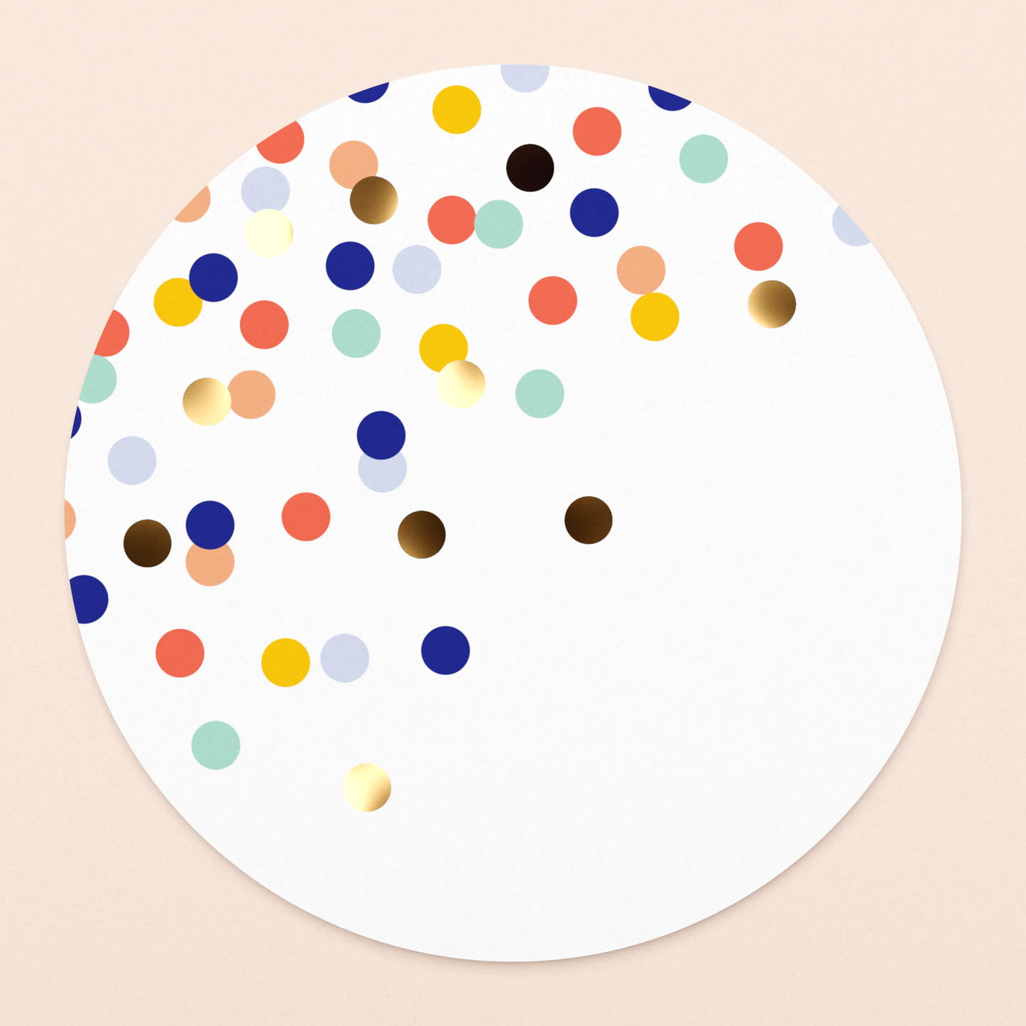 rond kaartje confetti feest met goudfolie in luxe envelop  