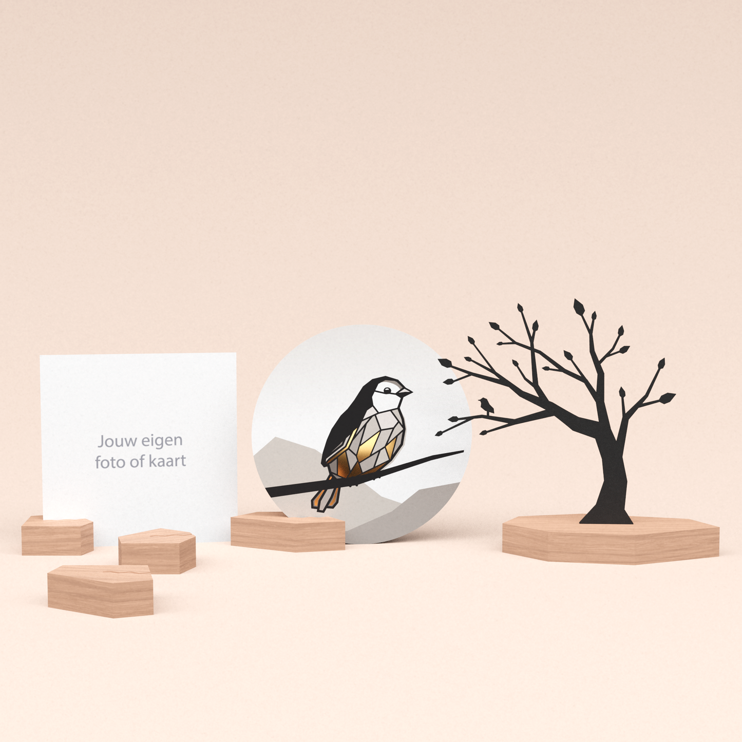 premium kaarthouder cadeauset met boom illustratie en luxe ronde kaart mus 