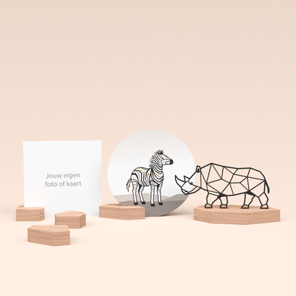premium kaarthouder cadeauset met neushoorn illustratie en luxe ronde kaart zebra 