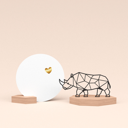 luxe cadeau kaarthouder met neushoorn illustratie en ronde kaart veel liefs 