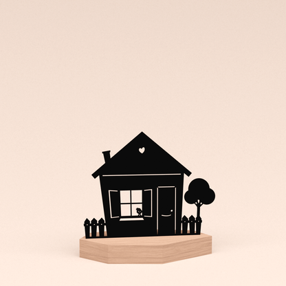 NIEUW Huisje in houten standaard