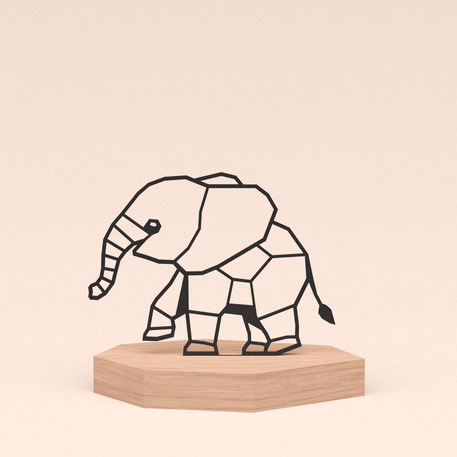 geometrische design illustratie olifant in kersenhouten standaard  