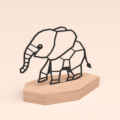 polygone design illustratie olifant in kersenhouten standaard  