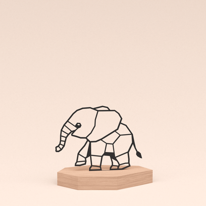 geometrische design illustratie olifant in kersenhouten standaard  