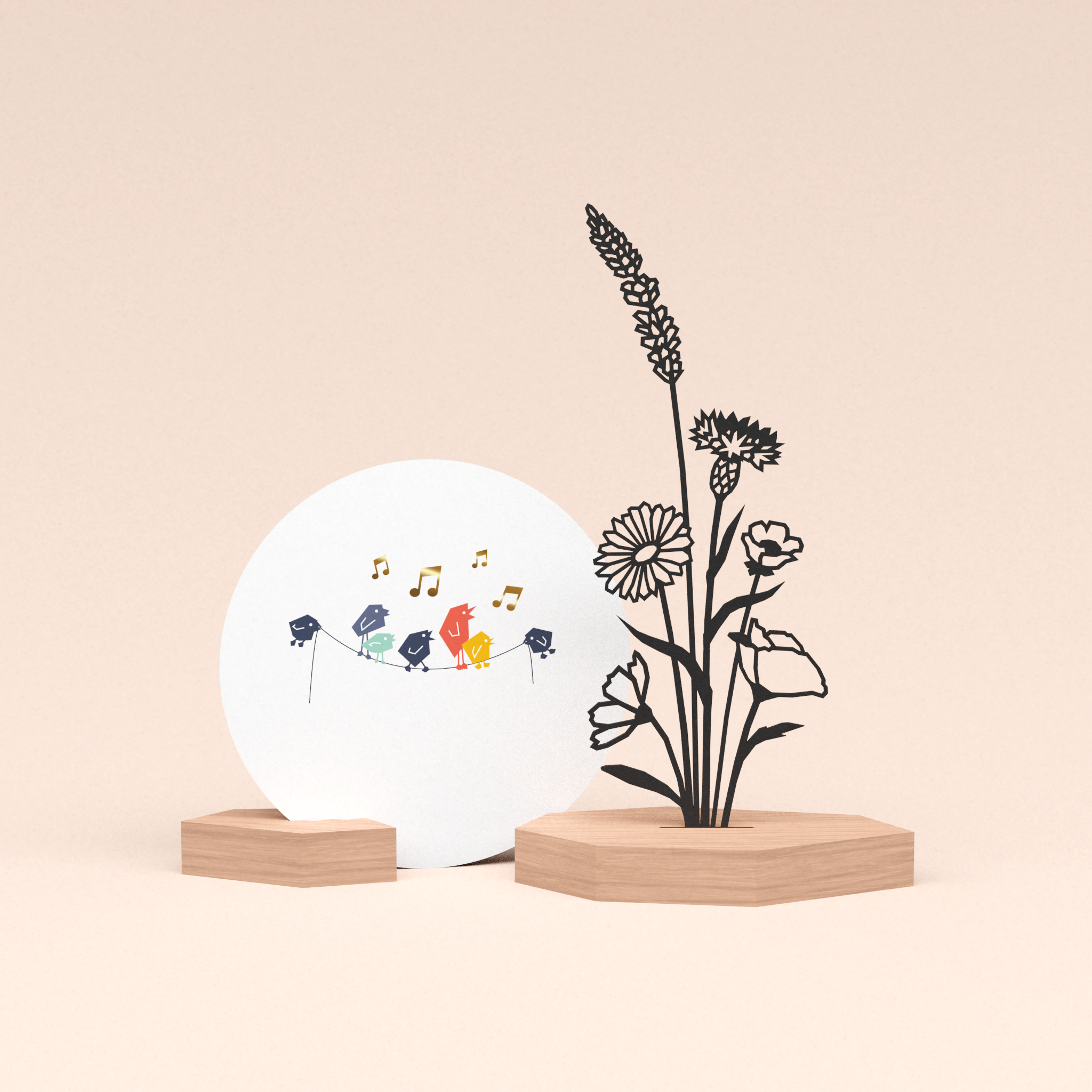 luxe cadeau kaarthouder met bloemenboeket illustratie en ronde kaart tjieperdepiep hoera