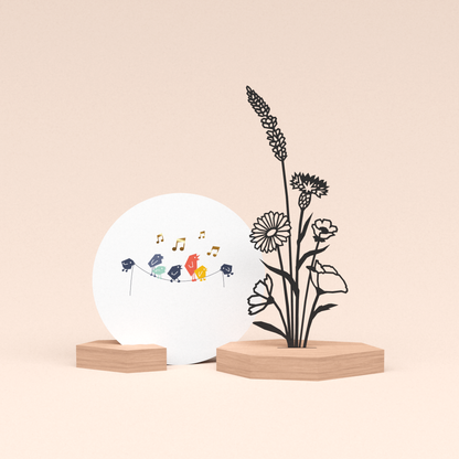 luxe cadeau kaarthouder met bloemenboeket illustratie en ronde kaart tjieperdepiep hoera 