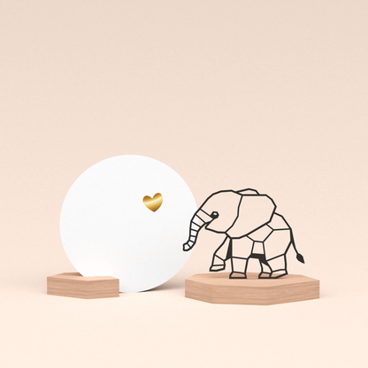 luxe cadeau kaarthouder met olifantje illustratie en ronde kaart veel liefs 