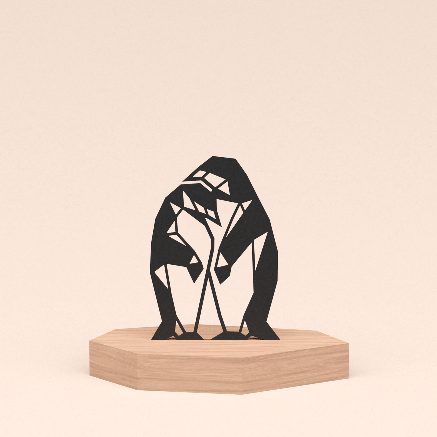 geometrische design illustratie pinguins in kersenhouten standaard  
