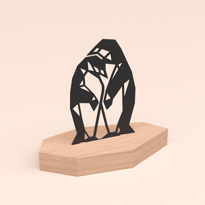 polygone design illustratie pinguins in kersenhouten standaard  