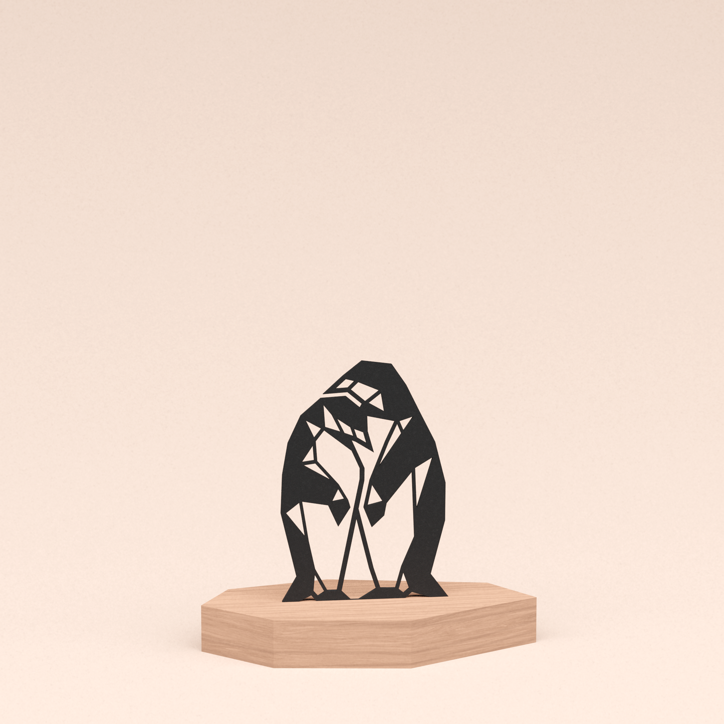 minimalistische design illustratie pinguins in houten standaard  