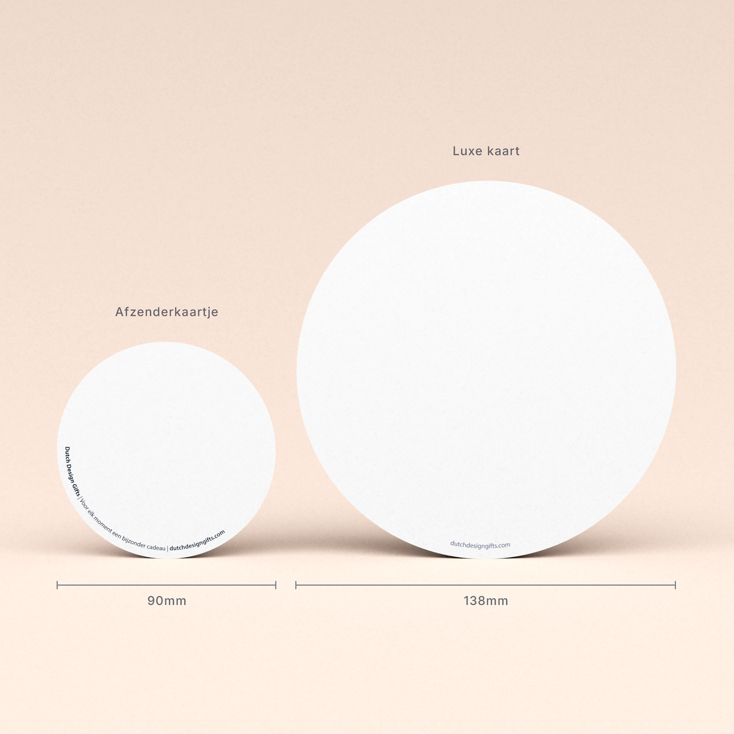 Verschil in formaat tussen een afzender kaartje 90mm en een luxe wenskaart 138mm