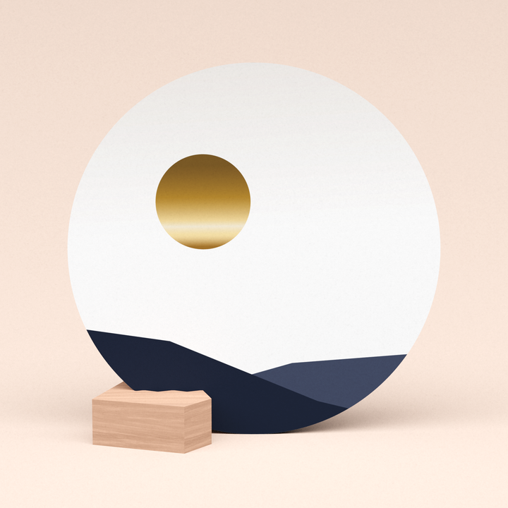 luxe kaart zonsondergang met goud in vierkante envelop  