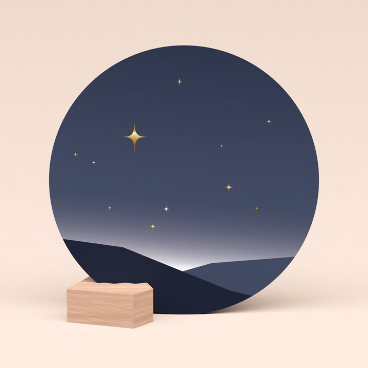 luxe ronde kaart sterrenhemel met houten kaarthouder  