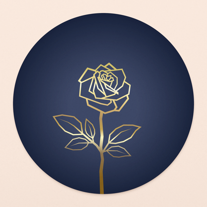 luxe kaart roos blauw met goud in vierkante envelop  