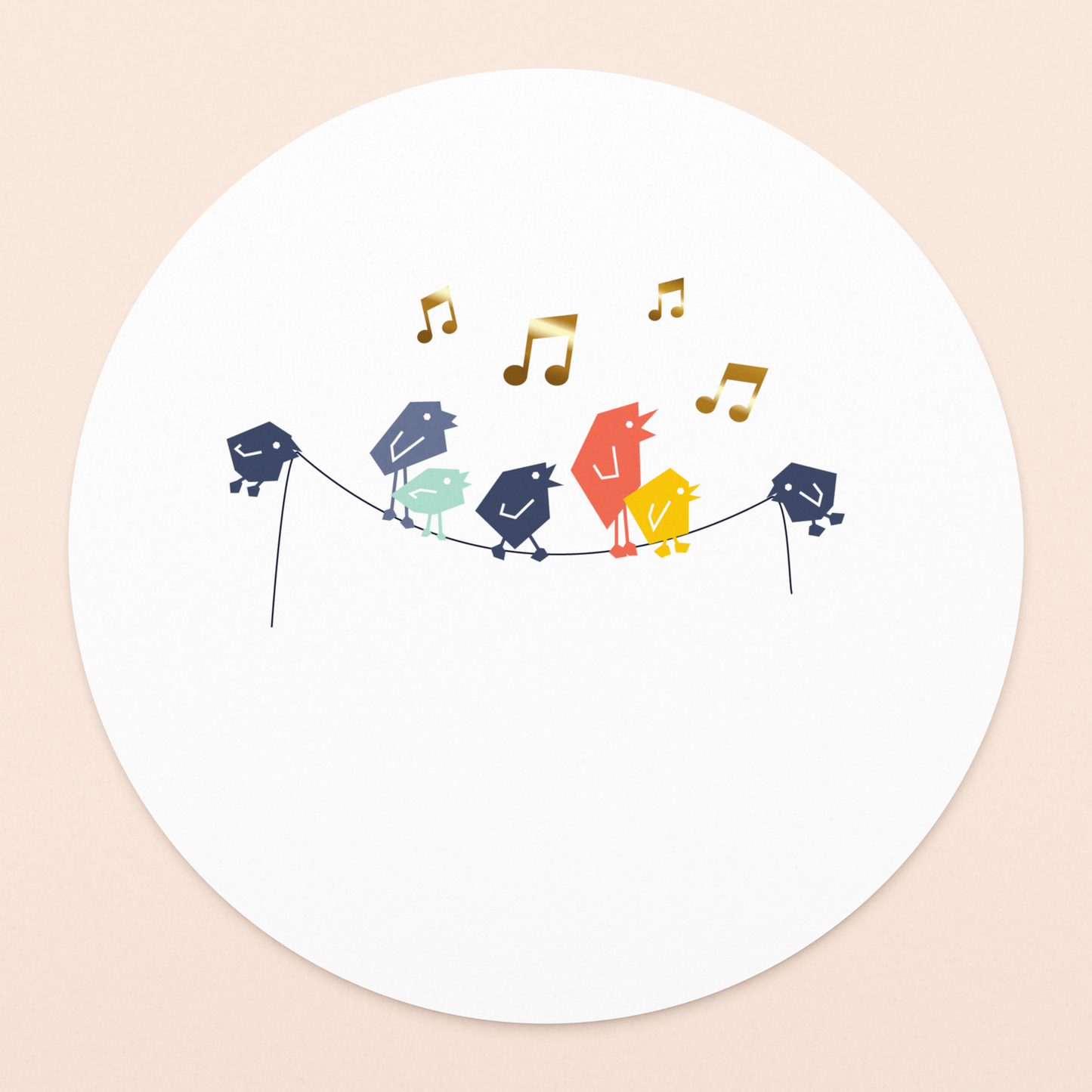 rond kaartje tjieperdepiep hoera met goudfolie in luxe envelop  