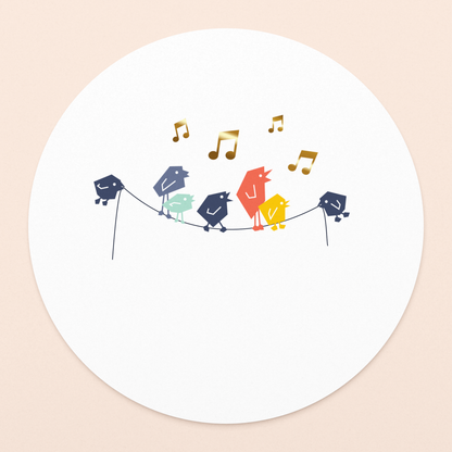 rond kaartje tjieperdepiep hoera met goudfolie in luxe envelop  