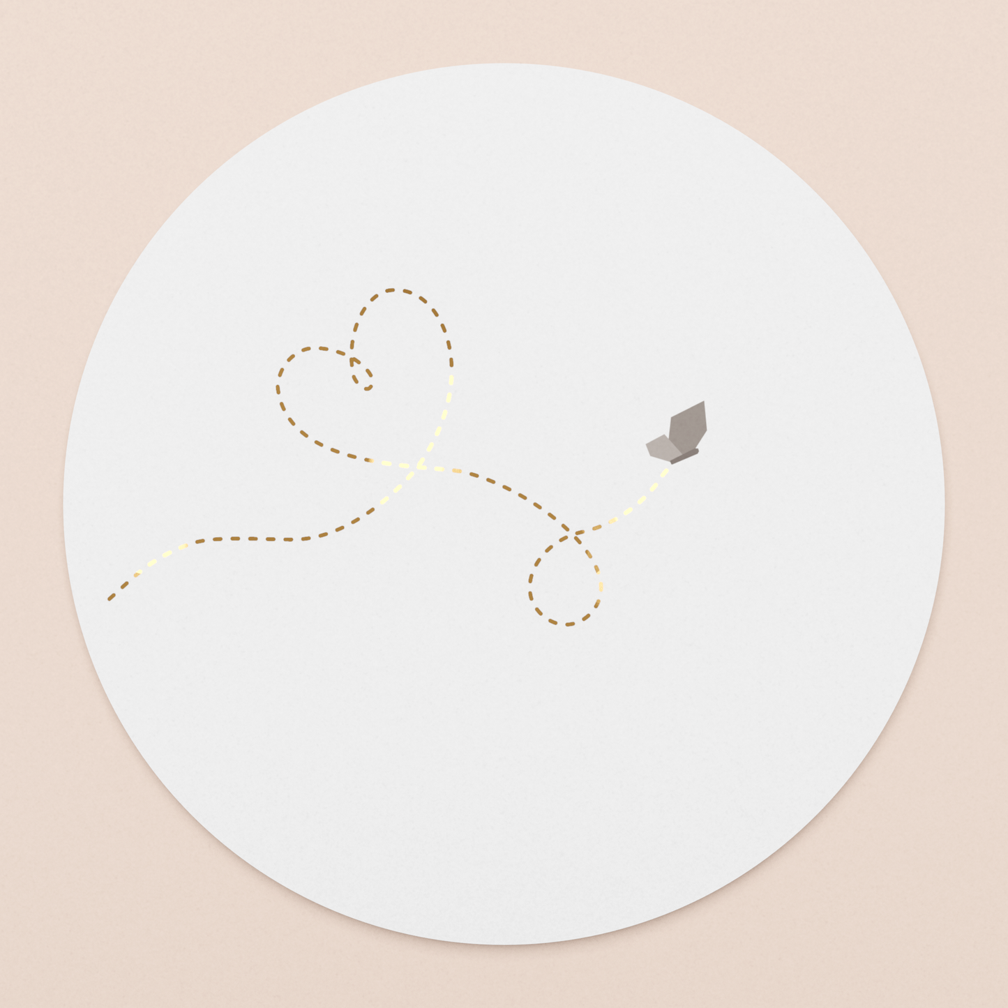 rond kaartje liefdevolle vlinder met goudfolie in luxe envelop  