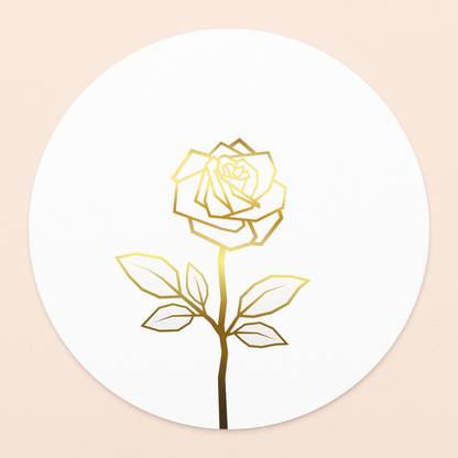 luxe wenskaart roos wit met goudfolie in vierkante envelop  