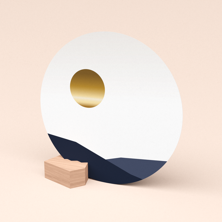 luxe wenskaart zonsondergang met goudfolie in vierkante envelop  