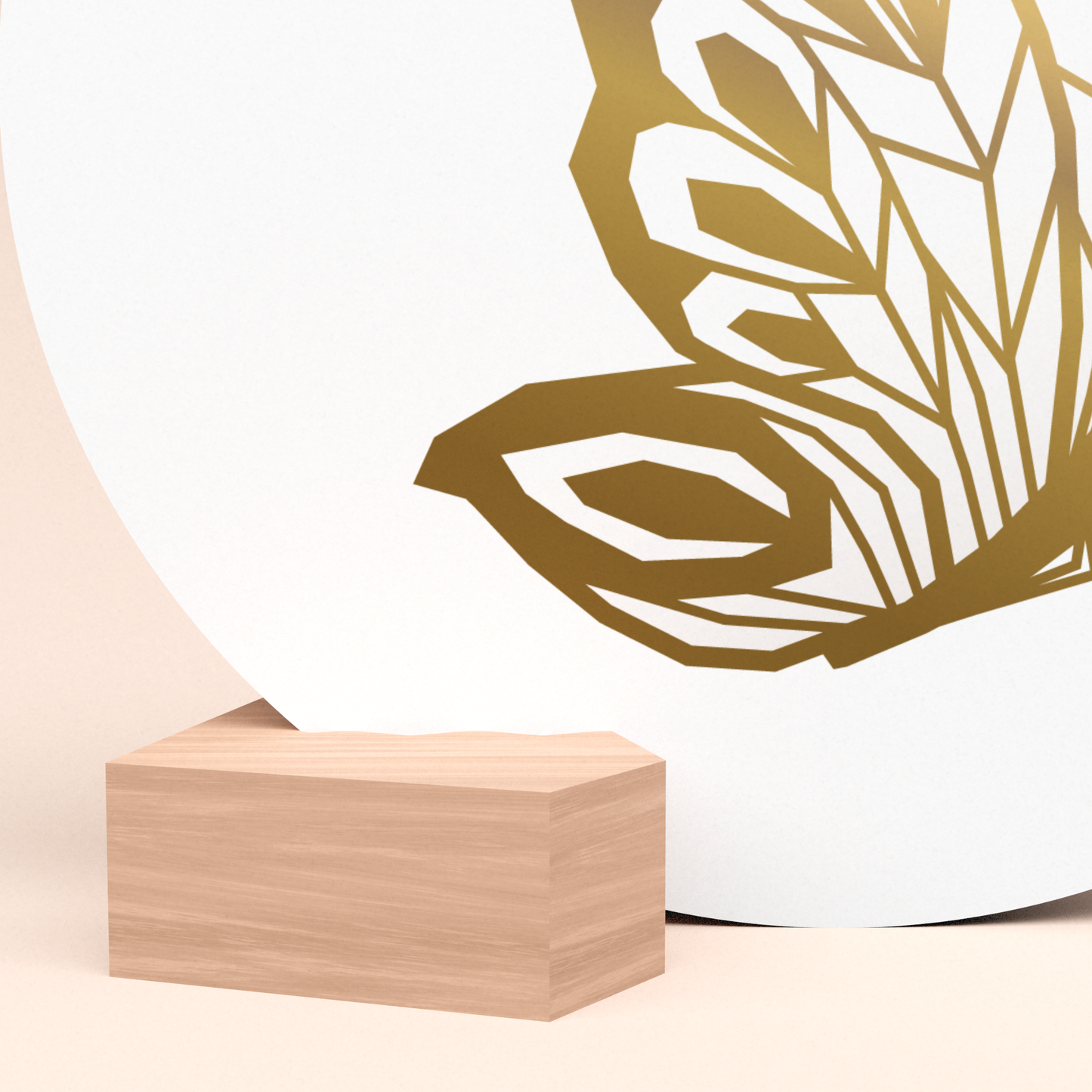 mooie ronde kaart gouden vlinder met houten kaarthouder blokje