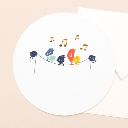 luxe wenskaart tjieperdepiep hoera met goudfolie in vierkante envelop  