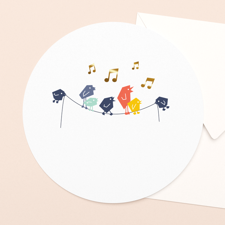 luxe wenskaart tjieperdepiep hoera met goudfolie in vierkante envelop  