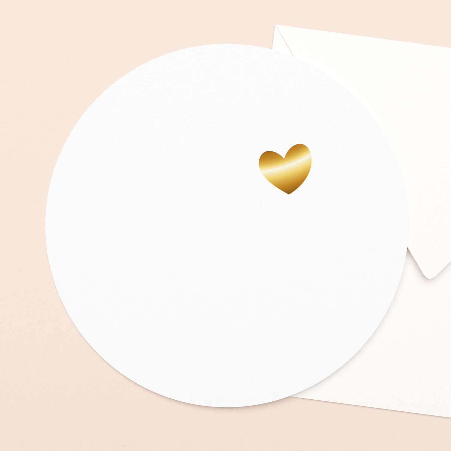 rond kaartje veel liefs met goudfolie in luxe envelop
