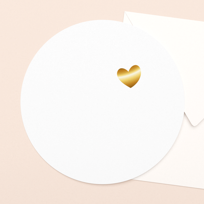 rond kaartje veel liefs met goudfolie in luxe envelop  