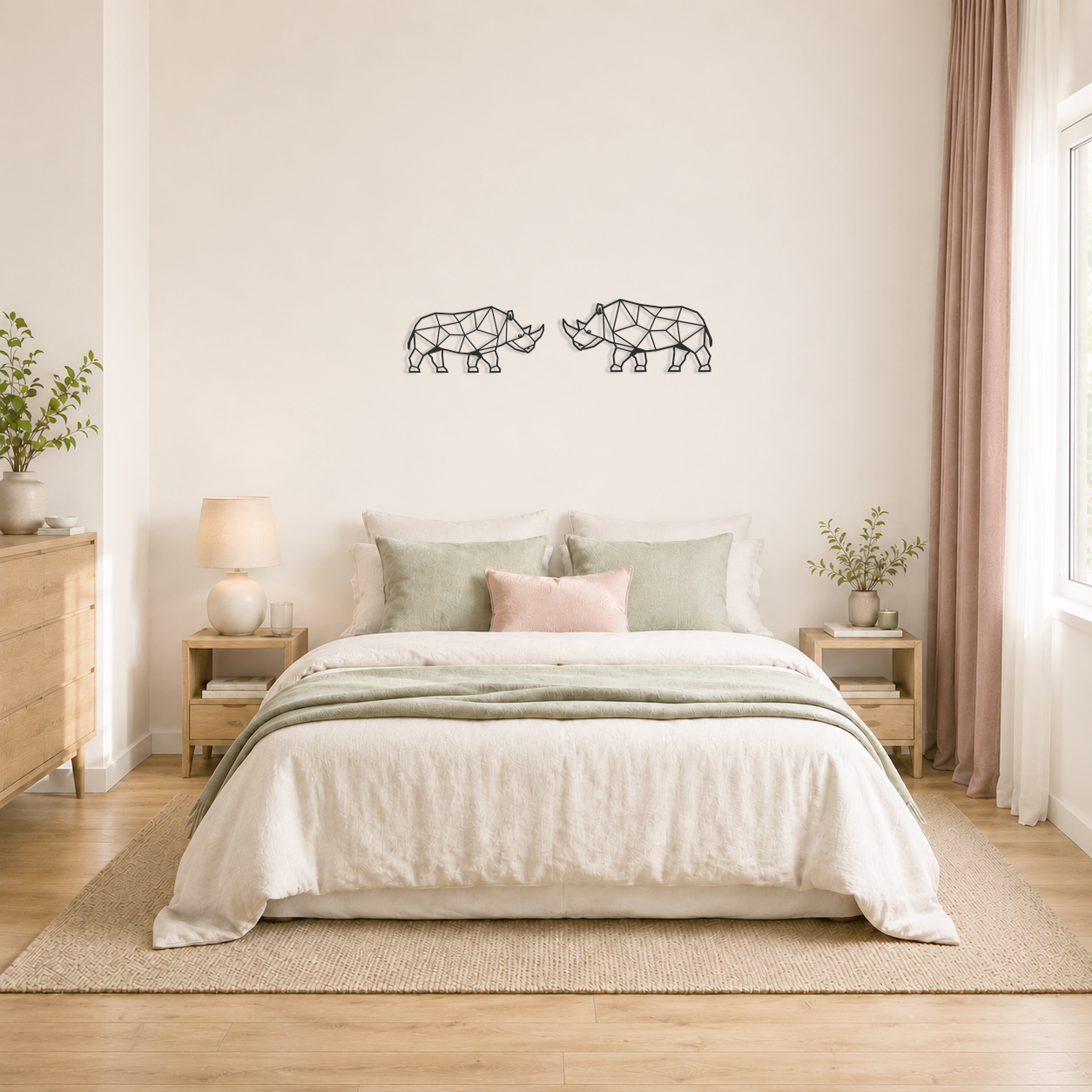 Wanddecoratie Neushoorn zwart