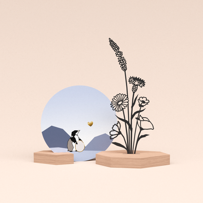 luxe cadeau kaarthouder met bloemenboeket illustratie en ronde kaart hoera een broertje of zusje 