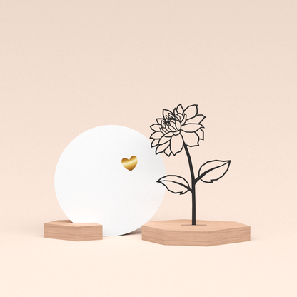 luxe cadeau kaarthouder met bloem | dahlia illustratie en ronde kaart veel liefs 