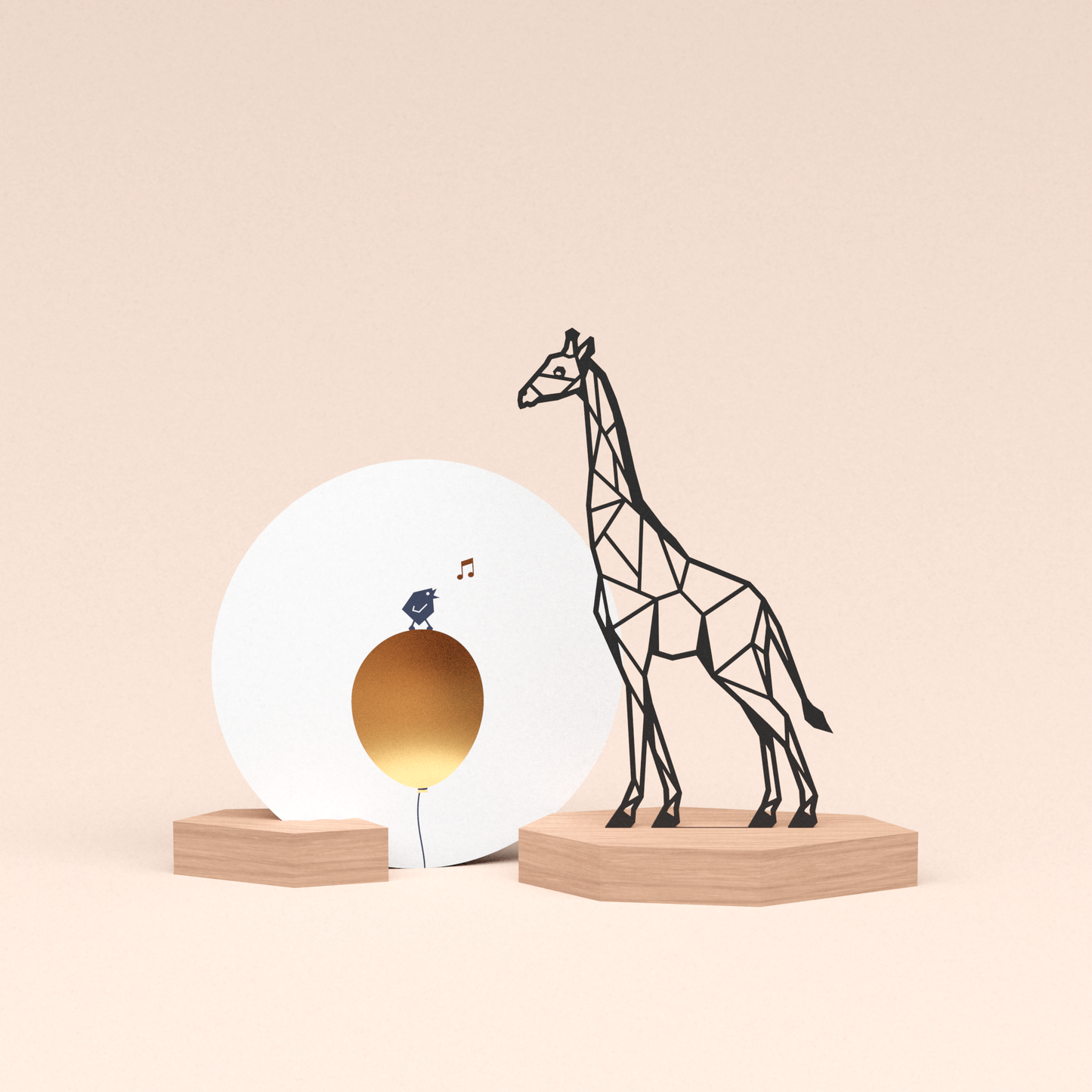 luxe cadeau kaartstandaard met giraf illustratie en ronde kaart tjiep hoera 