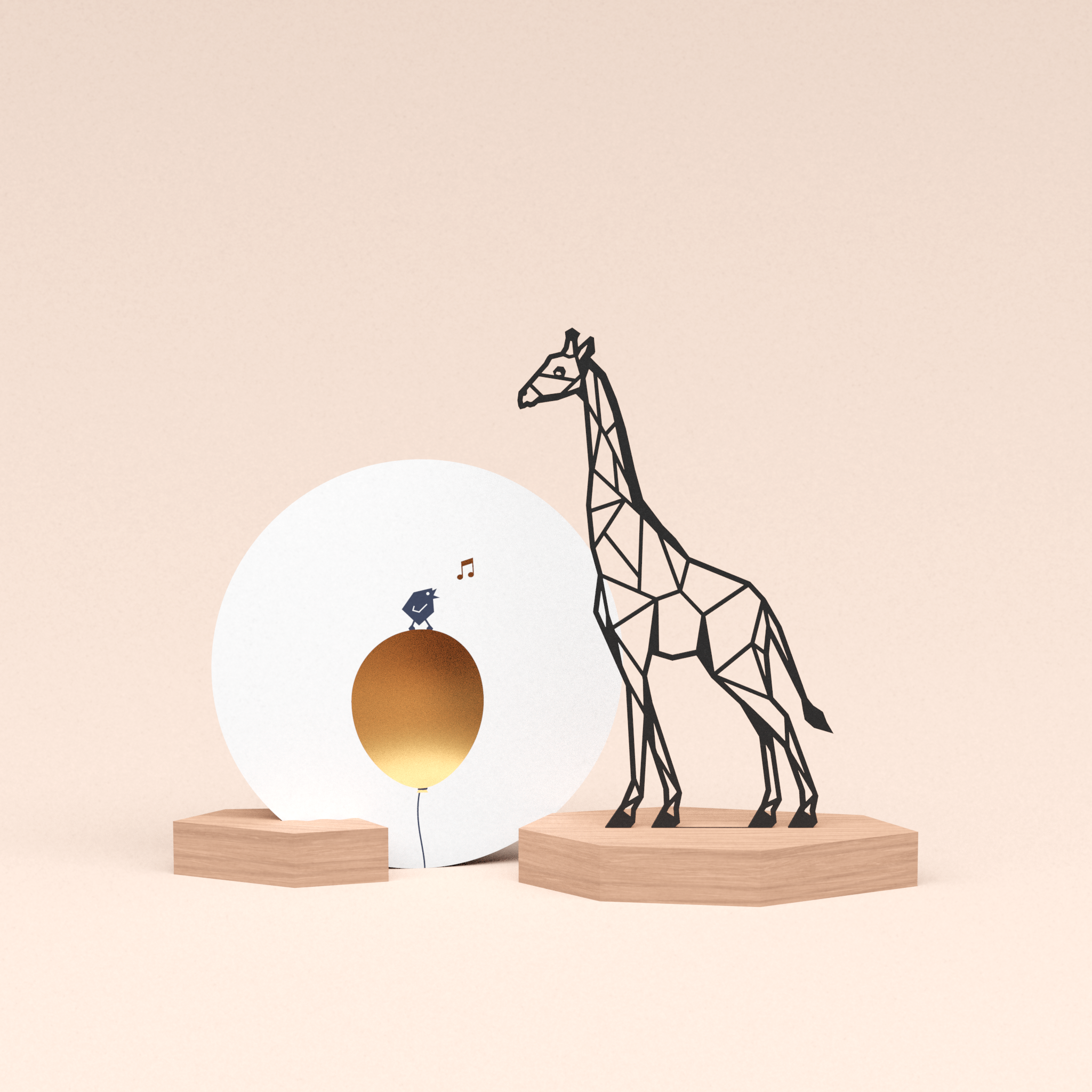 luxe cadeau kaartstandaard met giraf illustratie en ronde kaart tjiep hoera