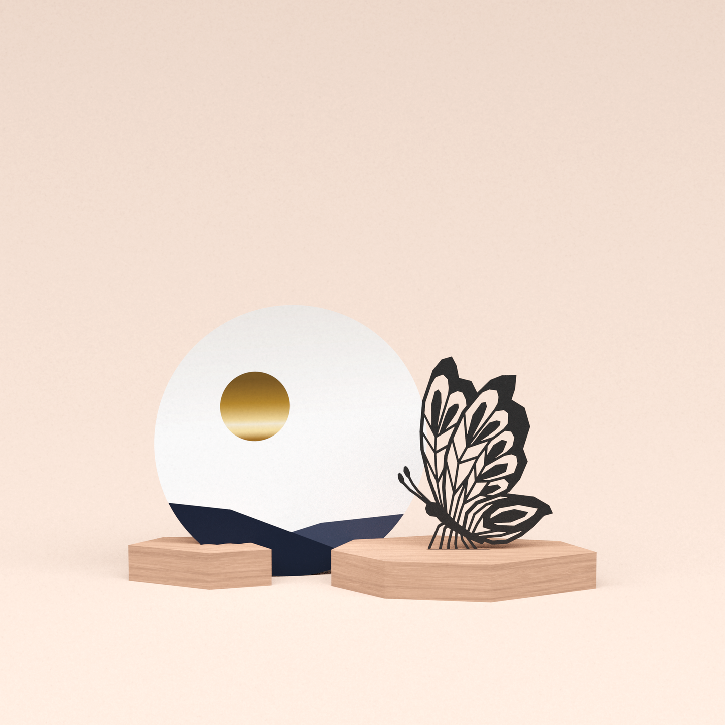 luxe cadeau kaarthouder met vlinder illustratie en ronde kaart zonsondergang 