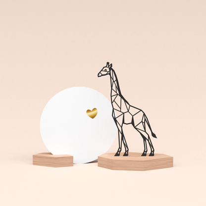 luxe cadeau kaarthouder met giraf illustratie en ronde kaart veel liefs 