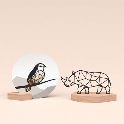 luxe cadeau kaarthouder met neushoorn illustratie en ronde kaart mus 