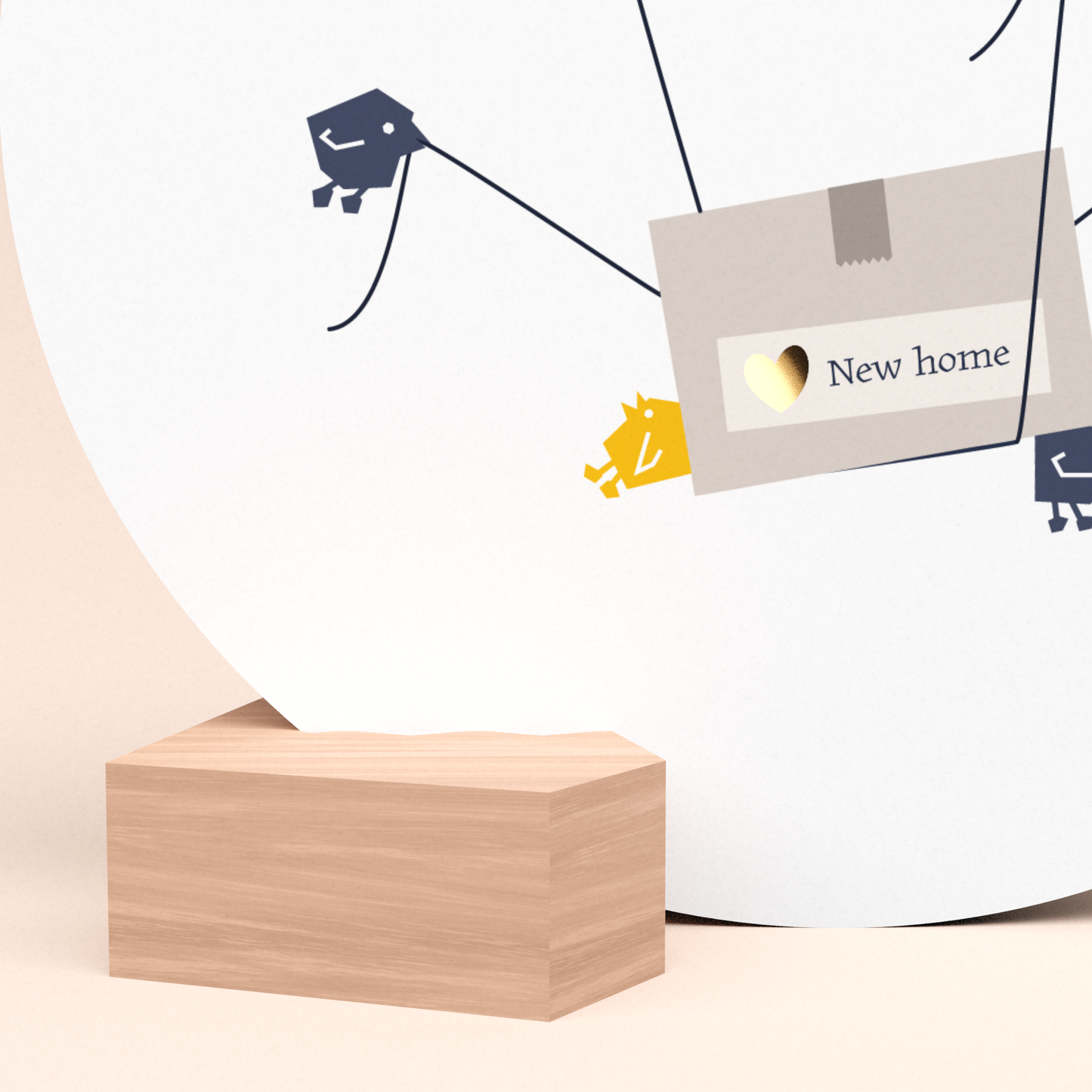NIEUW Tjiep nieuw huis kaart met houten kaarthouder