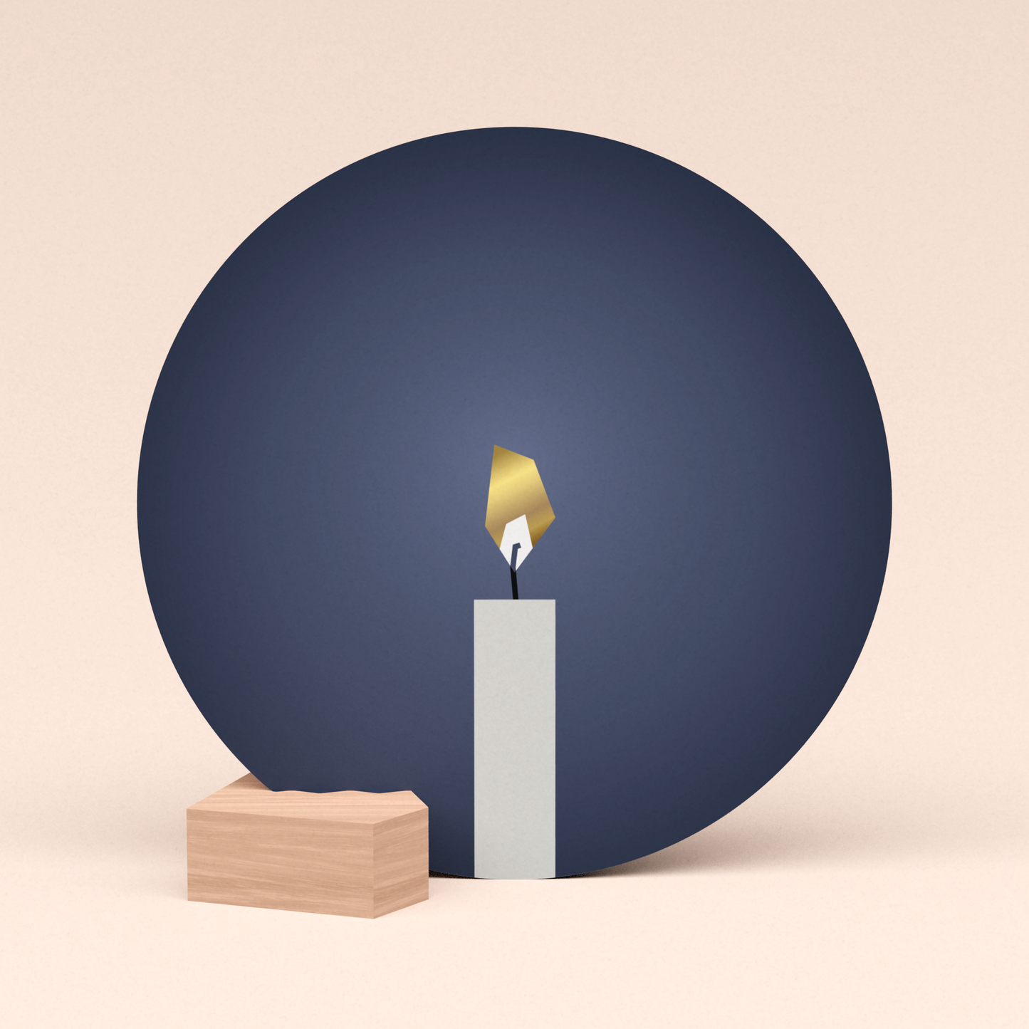 mooie ronde kaart kaarslicht met houten kaartblokje  