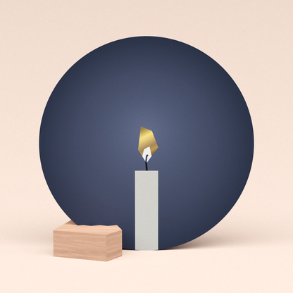 mooie ronde kaart kaarslicht met houten kaartblokje  