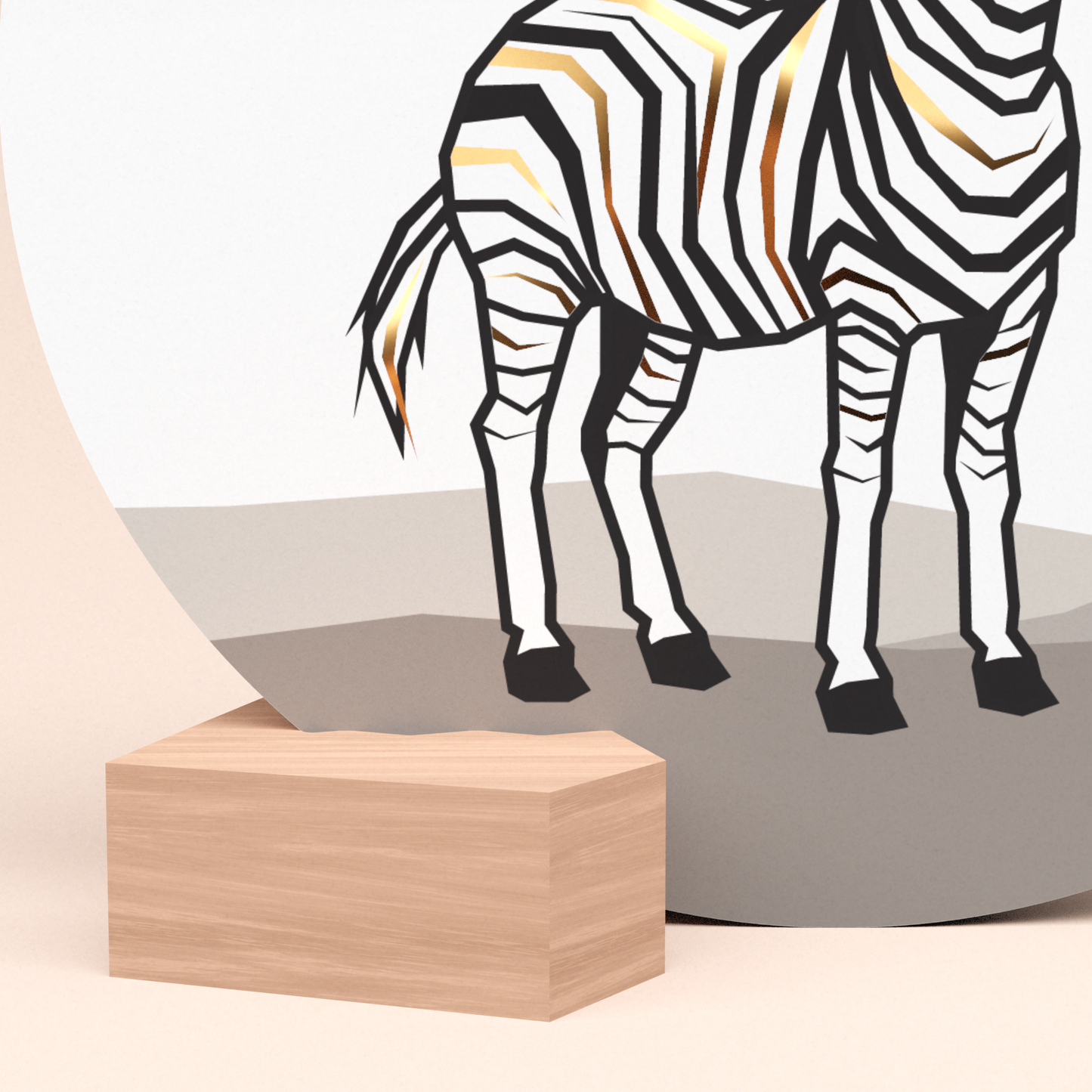 mooie ronde wenskaart zebra met duurzame houten kaarthouder