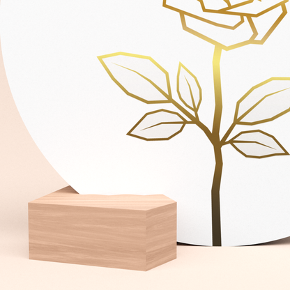 luxe ronde wenskaart roos wit met design kaartblokje  