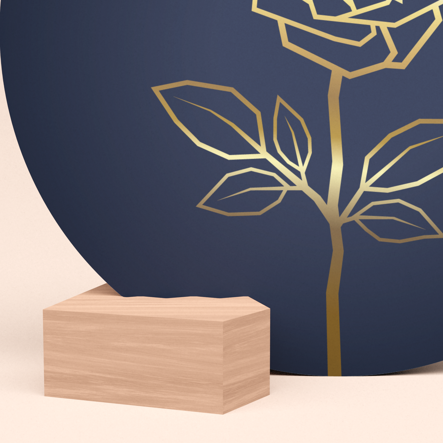 mooie ronde wenskaart roos blauw met duurzame kaarthouder  